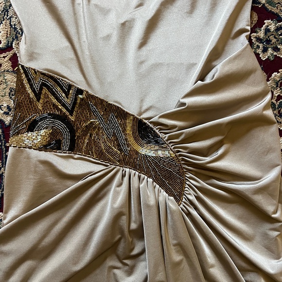 Caribbean Queen Elegant Tan Evening Dress - Picture 14 of 15